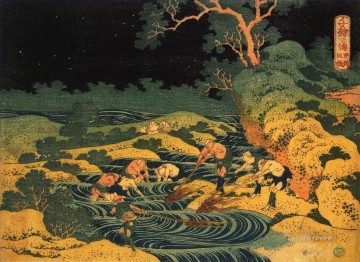 Katsushika Hokusai Painting - fishing by torchlight in kai province from oceans of wisdom 1833 Katsushika Hokusai Ukiyoe